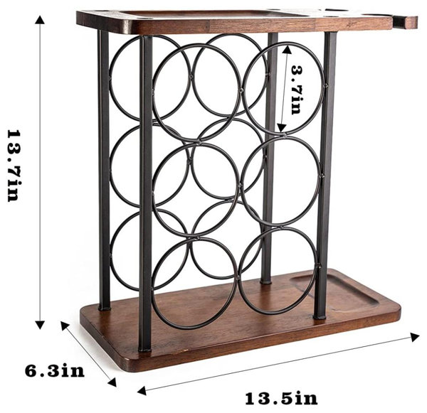 Williston 6 Bottle Tabletop Wine Bottle & Glass Rack in Brown